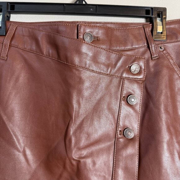 We The Free Free People Wynne Faux Leather Mini Skirt Women's 31 Brown Vegan NWT - Picture 6 of 11